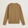Sudadera de algodón beige para hombre con estampado en el frente