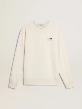 Sudadera de algodón blanca para hombre con estampado en la espalda