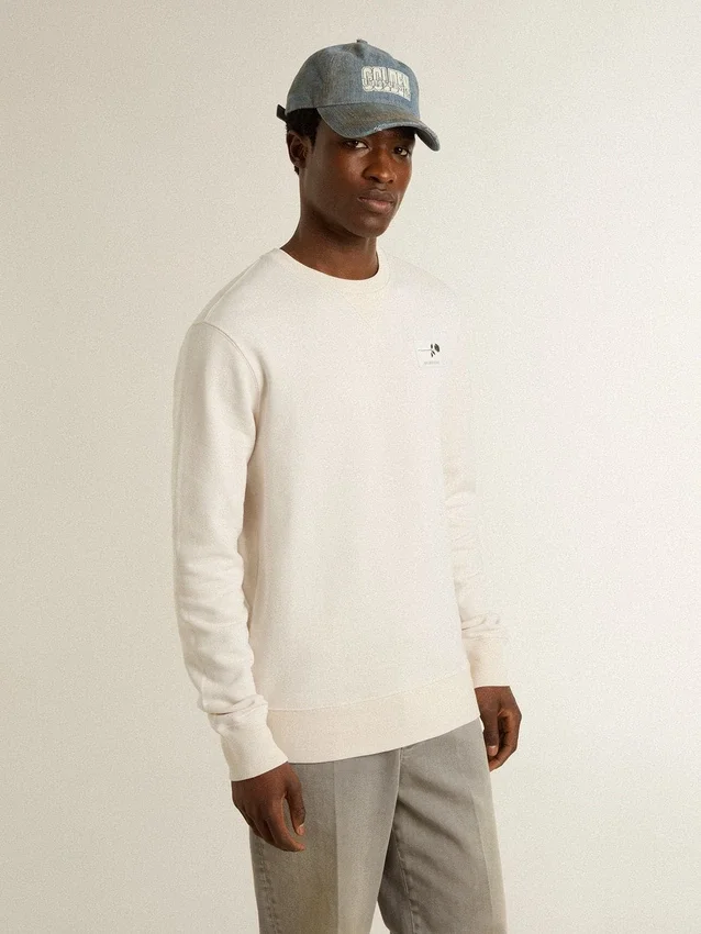 Sudadera de algodón blanca para hombre con estampado en la espalda