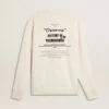 Sudadera de algodón blanca para hombre con estampado en la espalda