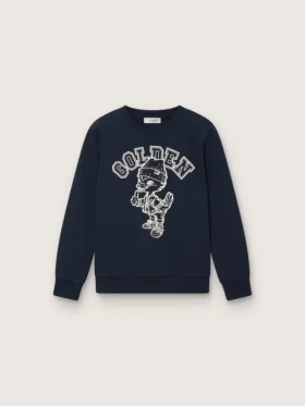 Sudadera de cuello redondo Journey para niños en algodón azul marino con estampado de mascota