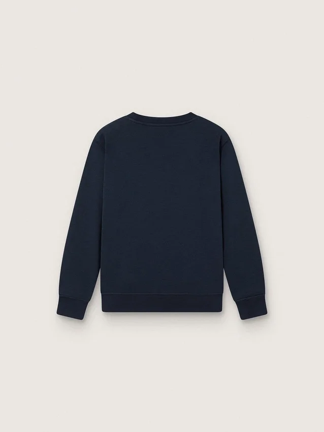 Sudadera de cuello redondo Journey para niños en algodón azul marino con estampado de mascota