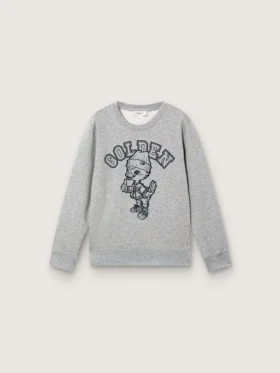 Sudadera de cuello redondo Journey para niños en algodón gris jaspeado con estampado de mascota