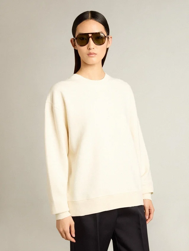 Sudadera en blanco envejecido con logotipo invertido en la espalda - Jersey Capsule
