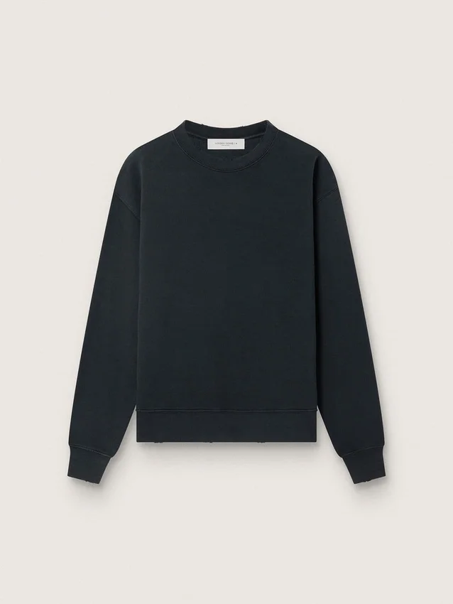 Sudadera en negro lavado con logotipo invertido en la espalda - Jersey Capsule