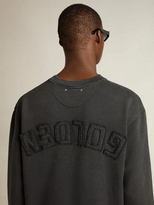 Sudadera en negro lavado con logotipo invertido en la espalda - Jersey Capsule