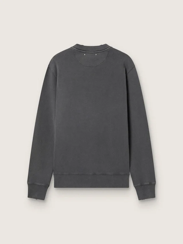 Sudadera gris para hombre con logotipo y acabado desgastado