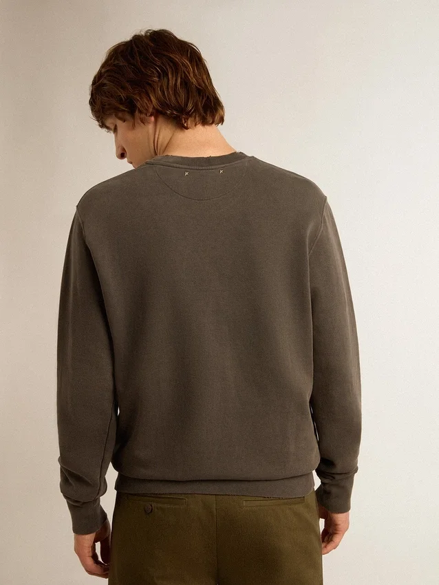 Sudadera gris para hombre con logotipo y acabado desgastado