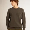Sudadera gris para hombre con logotipo y acabado desgastado