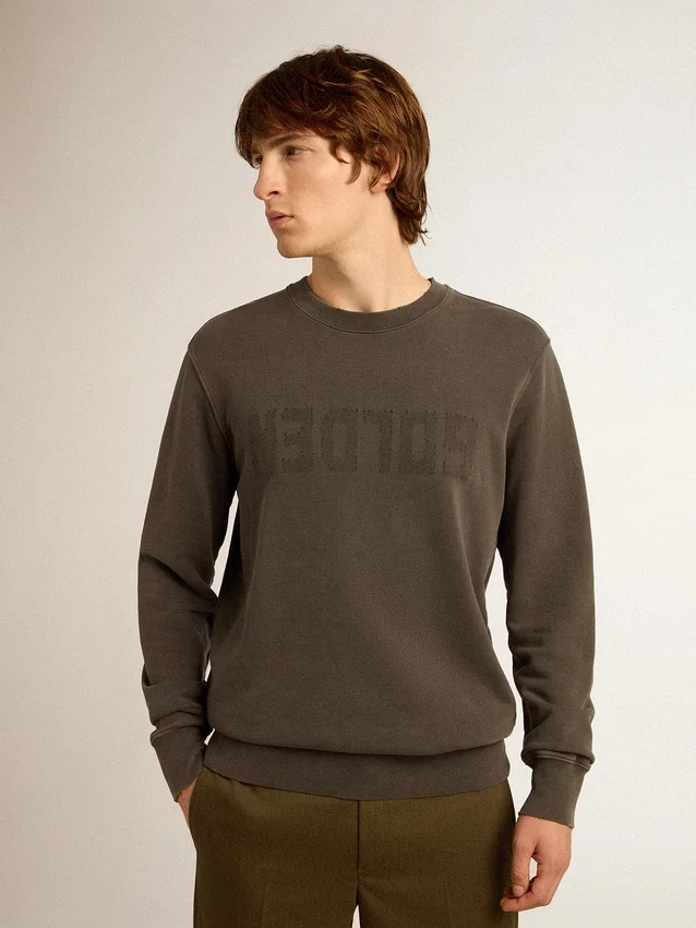 Sudadera gris para hombre con logotipo y acabado desgastado