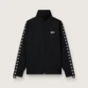 Sudadera negra con cremallera para hombre con estrellas blancas