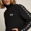 Sudadera negra con cremallera para hombre con estrellas blancas