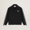 Sudadera negra con cremallera para mujer con estrellas blancas