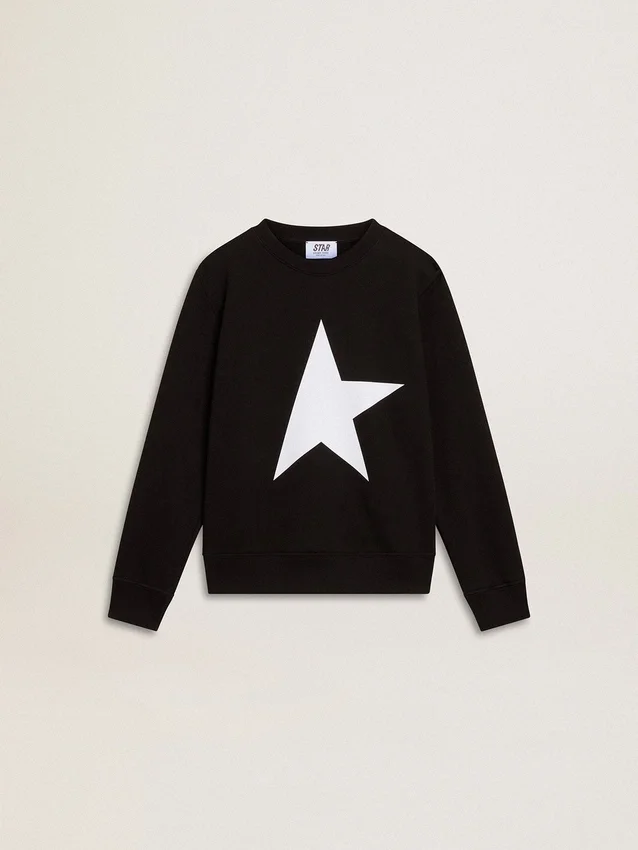 Sudadera negra para niños con una estrella grande blanca en el frente