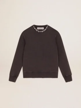 Sudadera para mujer en gris antracita con cristales