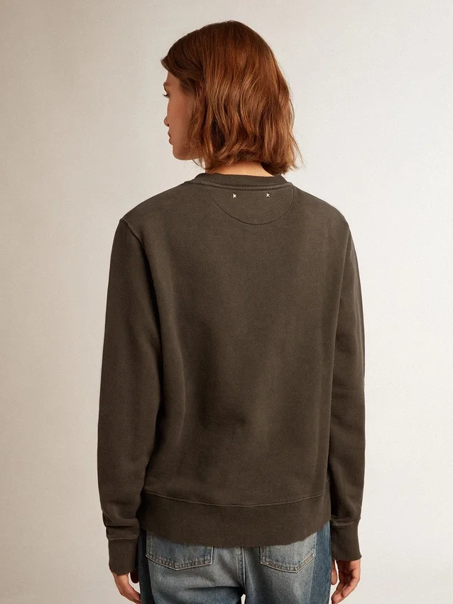 Sudadera para mujer en gris antracita con cristales