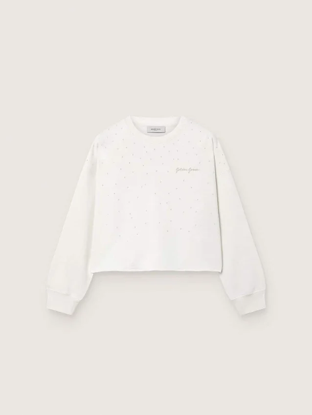 Sudadera para niñas «Journey» de algodón blanco con cristales y logotipo