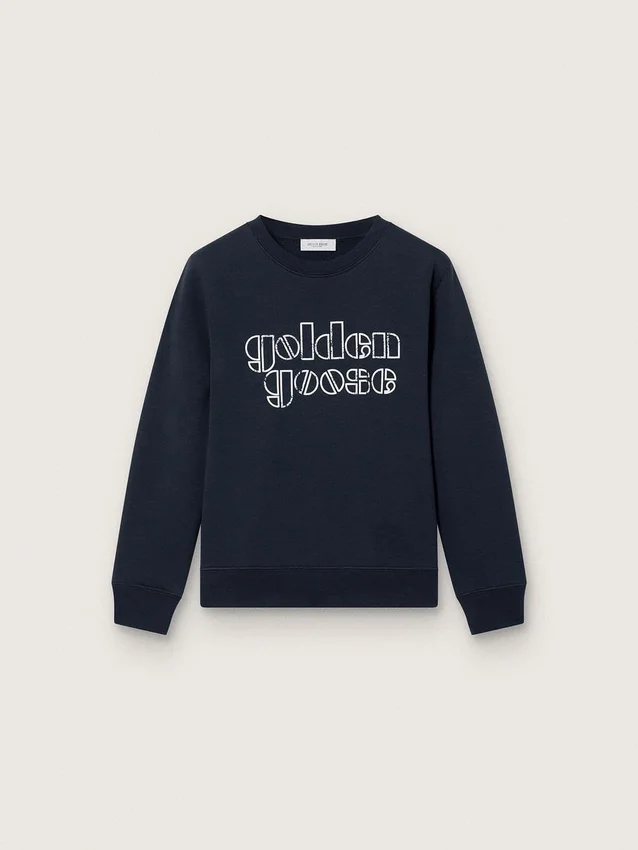 Sudadera para niños Journey en mezcla de algodón azul con logotipo en contraste