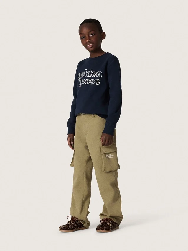 Sudadera para niños Journey en mezcla de algodón azul con logotipo en contraste