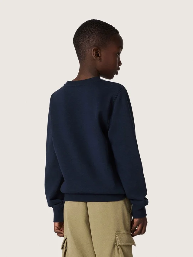 Sudadera para niños Journey en mezcla de algodón azul con logotipo en contraste