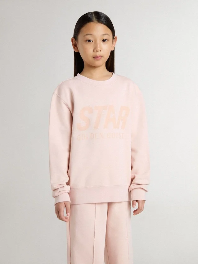 Sudadera rosa para niñas con letras rosas en el frente
