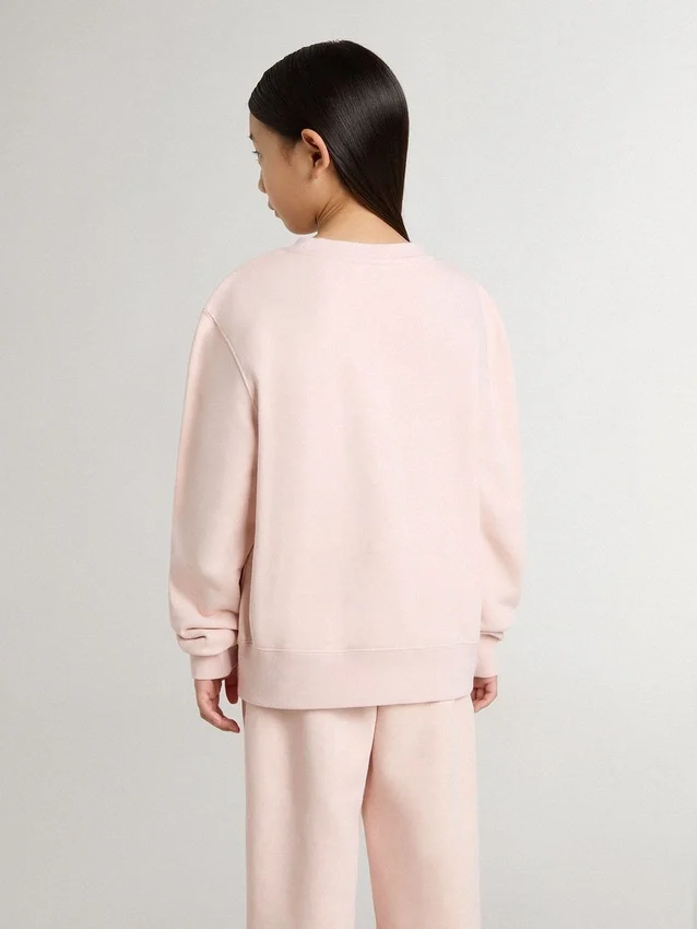 Sudadera rosa para niñas con letras rosas en el frente