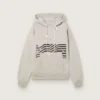 Sudadera unisex con capucha de algodón gris con estampado de bandera vintage