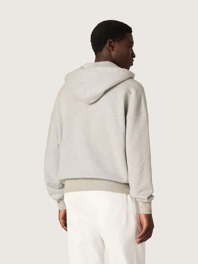 Sudadera unisex con capucha de algodón gris con estampado de bandera vintage