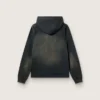 Sudadera unisex con capucha de algodón negro con efecto decolorado