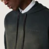 Sudadera unisex con capucha de algodón negro con efecto decolorado
