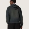 Sudadera unisex con capucha de algodón negro con efecto decolorado