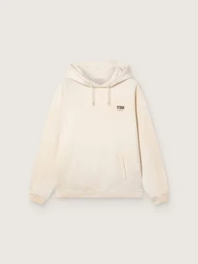 Sudadera unisex con capucha «Star» de algodón blanco con estampado del logotipo