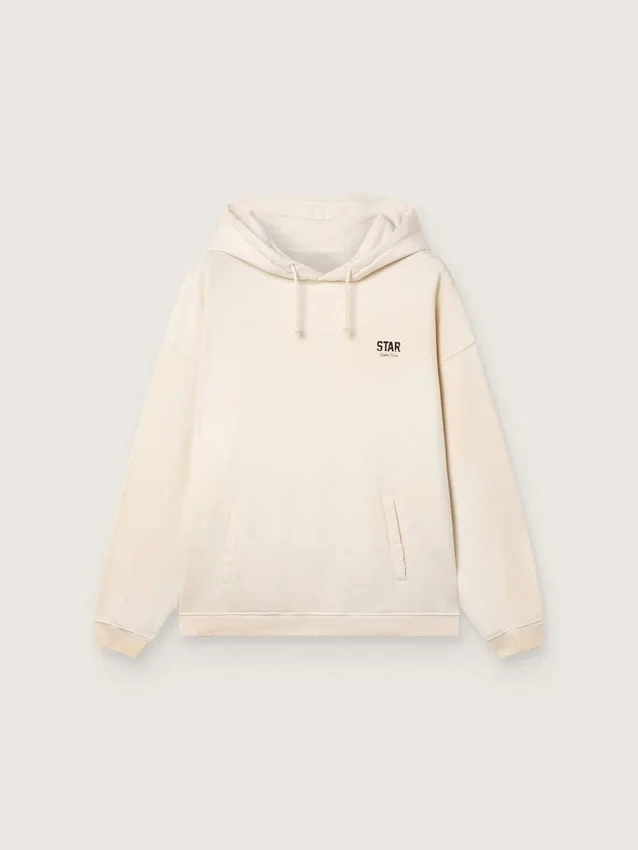 Sudadera unisex con capucha «Star» de algodón blanco con estampado del logotipo