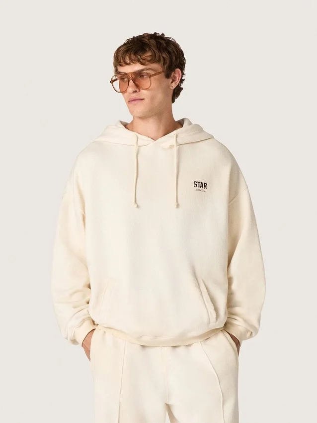 Sudadera unisex con capucha «Star» de algodón blanco con estampado del logotipo