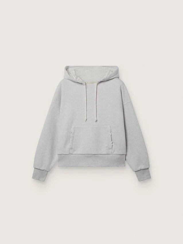 Sudadera unisex con capucha Star en algodón gris jaspeado