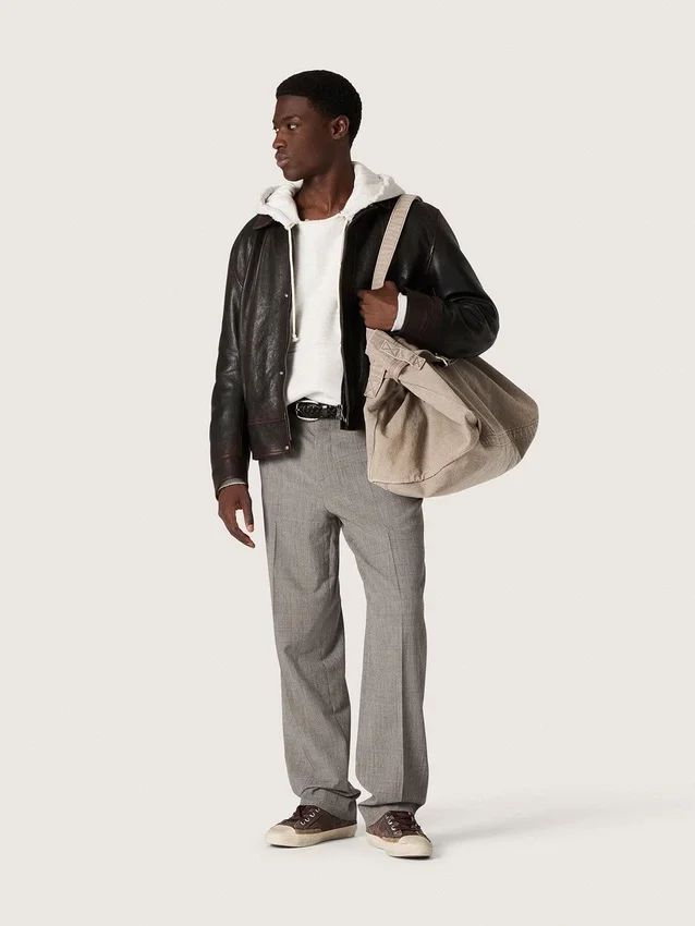 Chaqueta bomber para hombre en piel napa color burdeos
