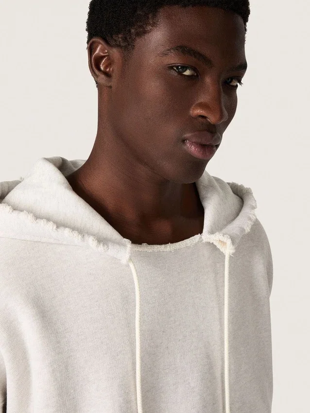 Sudadera unisex con capucha Star en algodón gris jaspeado