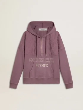 Sudadera unisex de algodón color malva con estampado en el frente