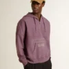 Sudadera unisex de algodón color malva con estampado en el frente
