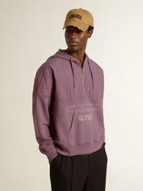 Sudadera unisex de algodón color malva con estampado en el frente