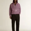 Sudadera unisex de algodón color malva con estampado en el frente