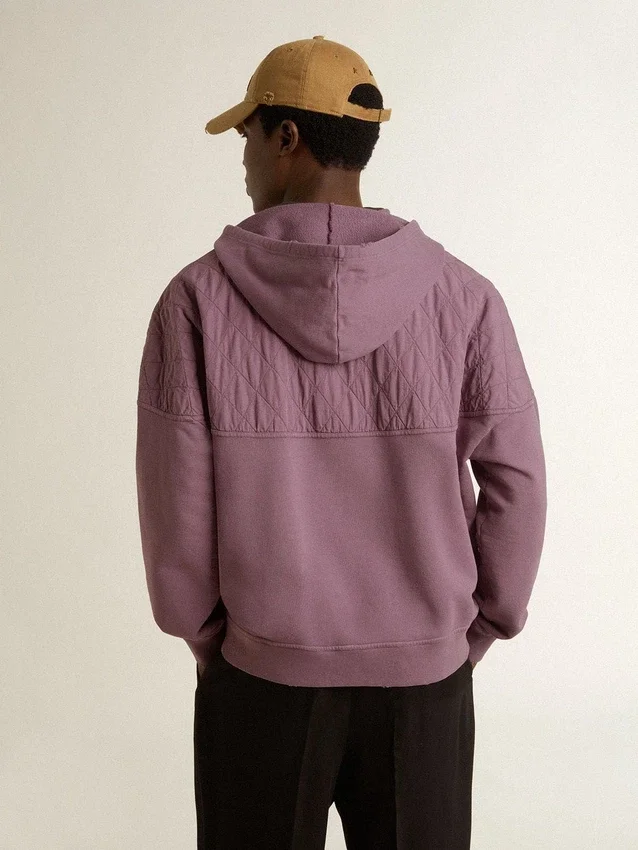 Sudadera unisex de algodón color malva con estampado en el frente
