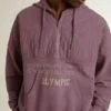 Sudadera unisex de algodón color malva con estampado en el frente