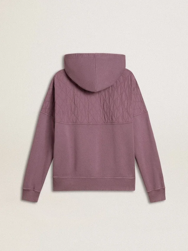 Sudadera unisex de algodón color malva con estampado en el frente