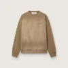 Sudadera unisex de algodón color verde militar con efecto desteñido y logotipo bordado
