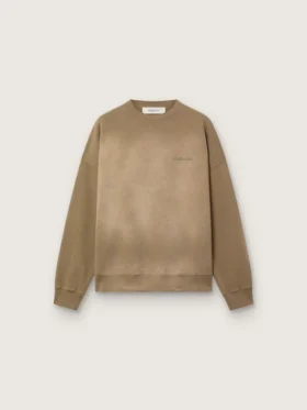 Sudadera unisex de algodón color verde militar con efecto desteñido y logotipo bordado