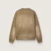 Sudadera unisex de algodón color verde militar con efecto desteñido y logotipo bordado