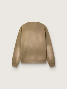 Sudadera unisex de algodón color verde militar con efecto desteñido y logotipo bordado