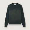 Sudadera unisex de algodón negro desgastado con logotipo bordado