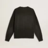 Sudadera unisex de algodón negro desgastado con logotipo bordado